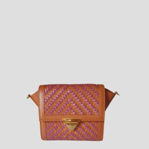 Mimi petit sac cuir porté croisé en cuir tressé camel & violet