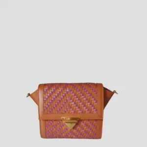 Mimi petit sac cuir porté croisé en cuir tressé camel & violet