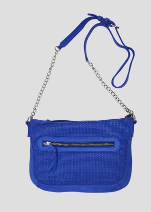 Pochette Mae en cuir tressé bleu