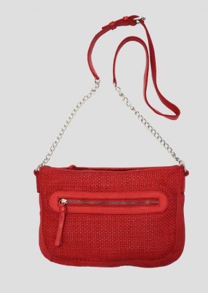 Pochette Mae en cuir tressé rouge